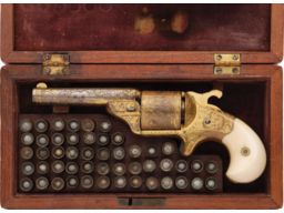 Etched, Engraved, Gold Plated Moore's Patent Teat-Fire Revolver