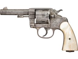Factory Engraved Colt New Service Revolver with Pearl Grips 