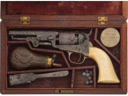 Cased Factory Engraved Colt 1849 Pocket Revolver with Ivory Grip