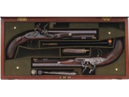 Cased Pair of Davidson Flintlock Officer's Pistols
