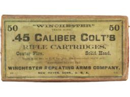 Winchester Box of Fifty Colt 45 Caliber Rifle Cartridges