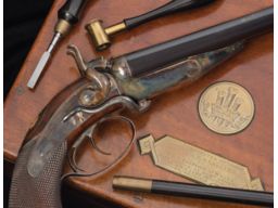 Engraved Wilkinson Side Lever Double Barrel Howdah Pistol