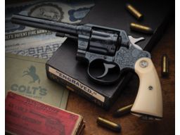 Engraved Colt New Service Revolver with Carved Ivory Grip