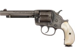 Engraved Colt Model 1878 Double Action Revolver with Pearl Grips