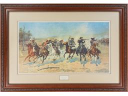 Framed Print of "A Dash For Timber" by Frederic Remington