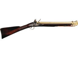 Engraved and Relief Carved Fisher English Flintlock Blunderbuss