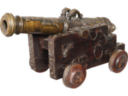 Ornate Bronze European Naval Gun with Carriage