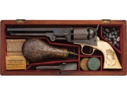 Cased Colt 1851 Navy Revolver with Columbia Carved Ivory Grip