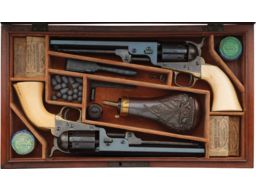 Civil War Era Presentation Cased Pair Colt 1851 Navy Revolvers