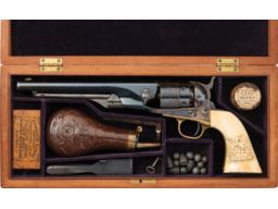 Cased Colt 1860 Army Revolver with Mexican Eagle Carved Grip