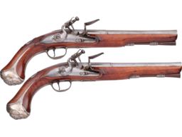 Pair of Silver Mounted William Cornforth Flintlock Pistols