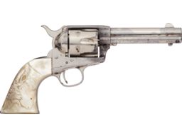 Antique Colt Single Action Army Revolver with Steer Head Grip