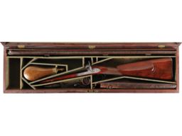 Cased John Manton & Sons Percussion Double Barrel Shotgun