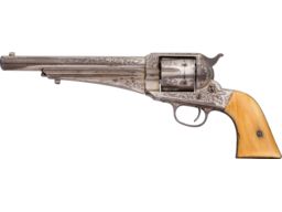Engraved Remington 1875 Single Action Revolver with Ivory Grips