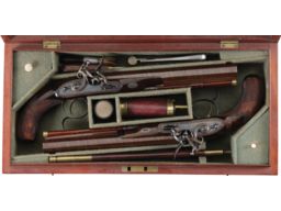 Cased Pair of John Manton Flintlock Dueling Pistols