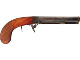 Engraved and Gold Inlaid Gosset Underhammer Percussion Pistol