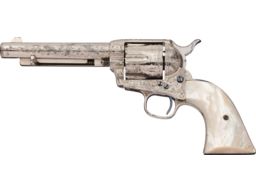 Engraved Colt Single Action Army Revolver with Pearl Grips