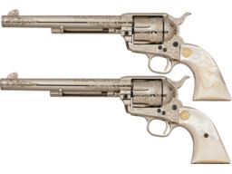 Consecutive Pair A. A. White Engraved Colt Revolvers