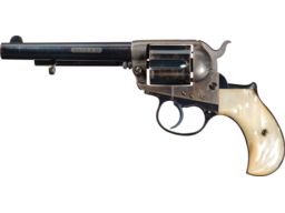 Antique Etched Colt 1877 Lightning DA Revolver with Pearl Grips
