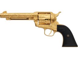 Flannery Cattle Brand Engraved, Gold Plated Colt Cowboy Revolver