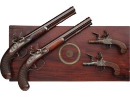 Cased Pairs of D. Egg Dueling Pistols and Pocket Pistols