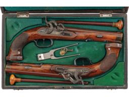 Cased Pair of C. L. von der Fecht Percussion Pistols