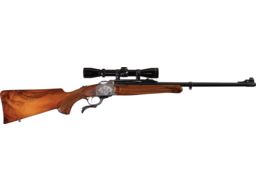 Game Scene Engraved and Gold Inlaid Ruger No. 1 Rifle with Scope