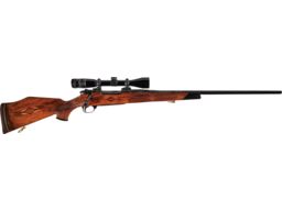 Engraved Weatherby Mark V Custom Gr. Rifle with Scope and Letter
