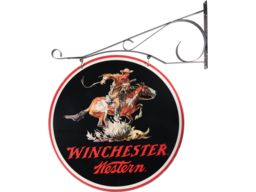 Winchester-Western "Rider" Metal Sign with Bracket