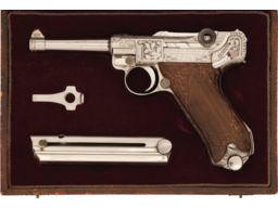 Cased Factory Presentation Engraved Krieghoff P.08 Luger Pistol