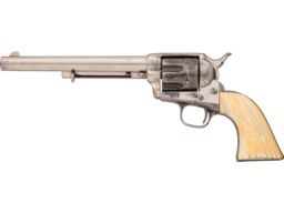 Nickel Antique Colt Single Action Army Revolver with Ivory Grips