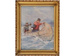 "Trappers in a Canoe" by Arthur Hutchins