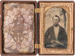 Cased Portrait of a Union Soldier Armed with a Volcanic Pistol