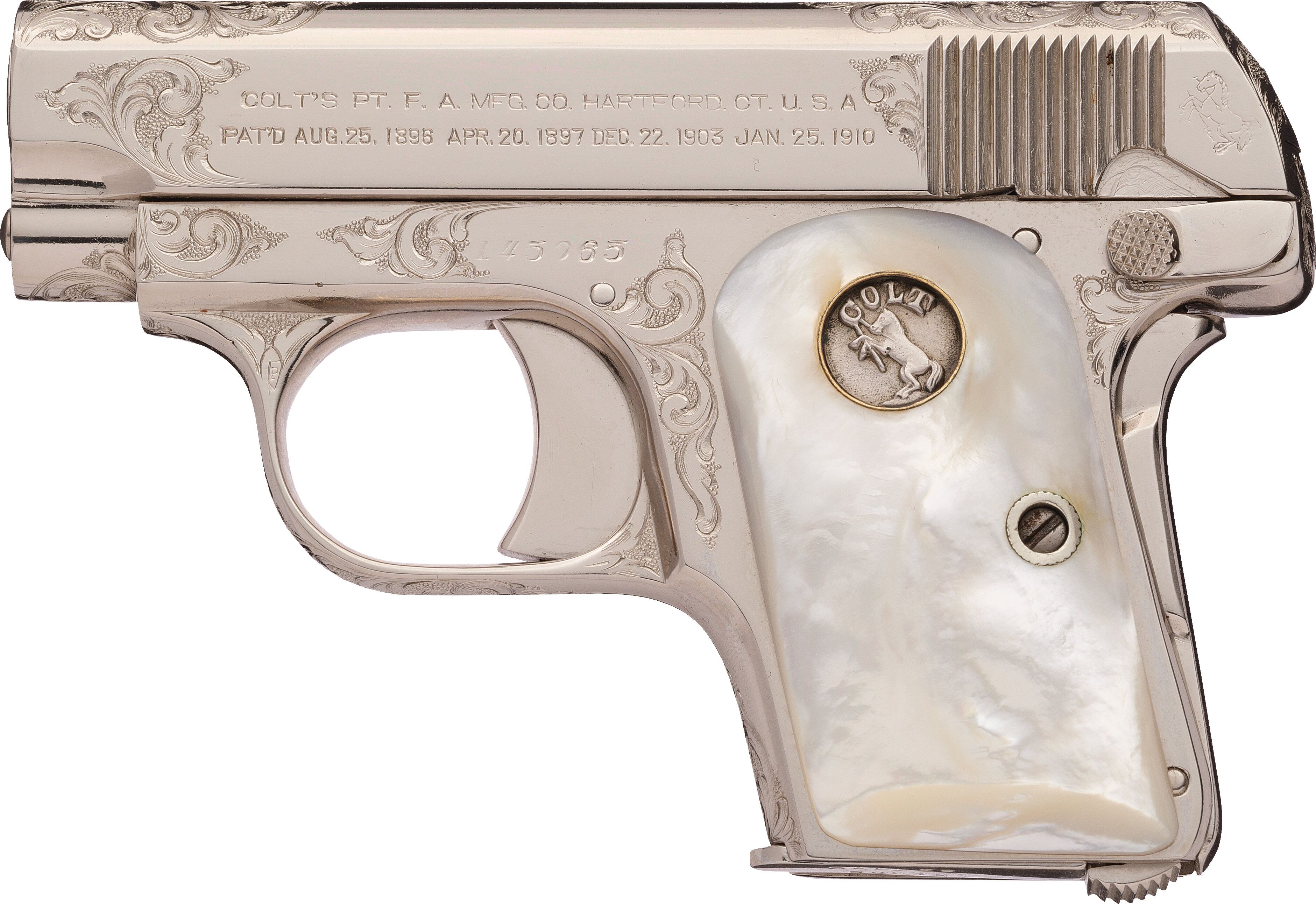 Alvin A. White Signed and Engraved Colt Model 1908 Pocket Pistol