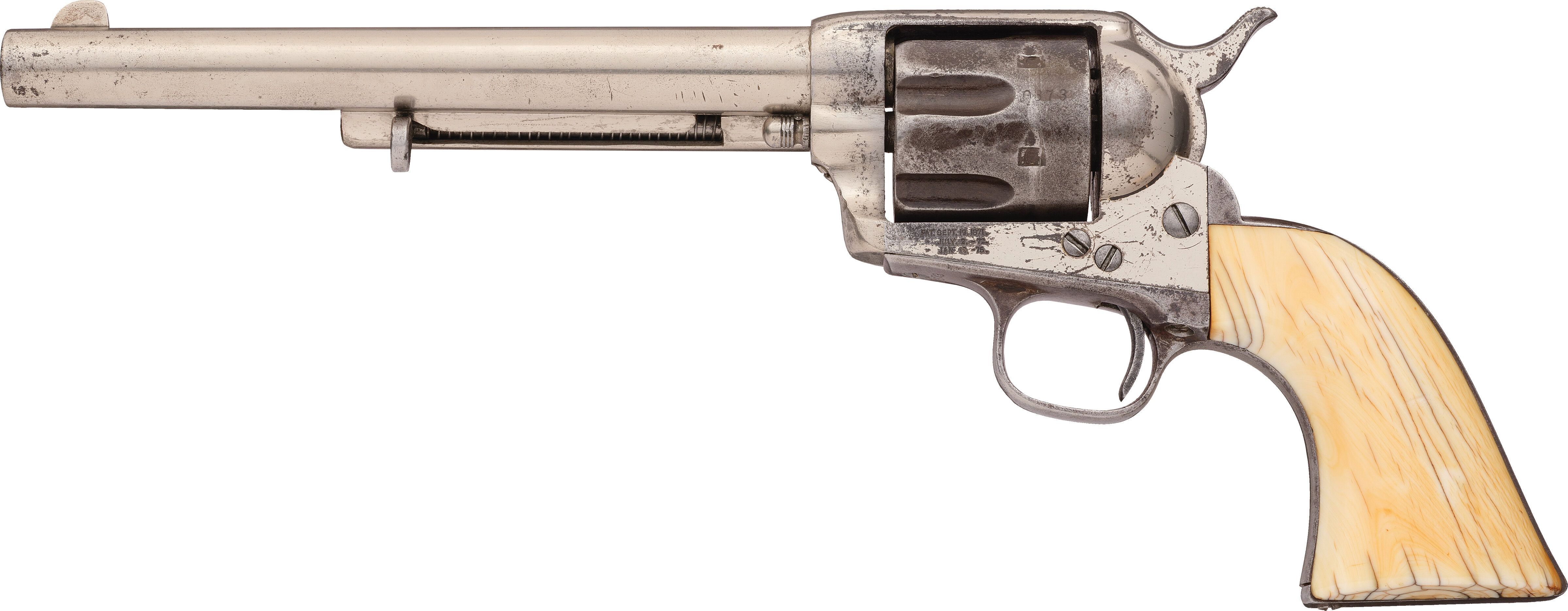 Nickel Antique Colt Single Action Army Revolver with Ivory Grips | Rock ...