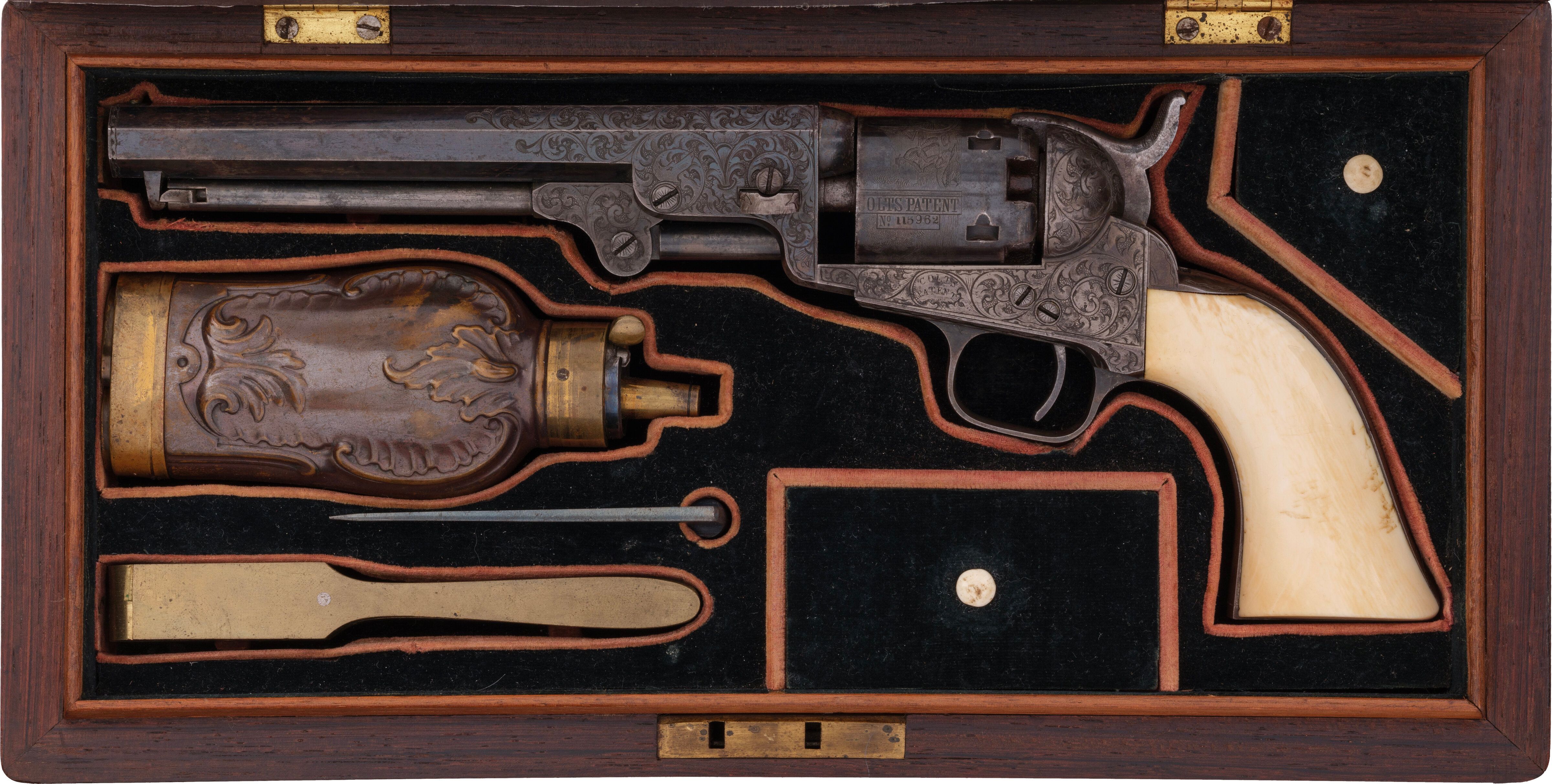 Cased Deluxe Factory Engraved Colt Model 1849 Pocket Revolver