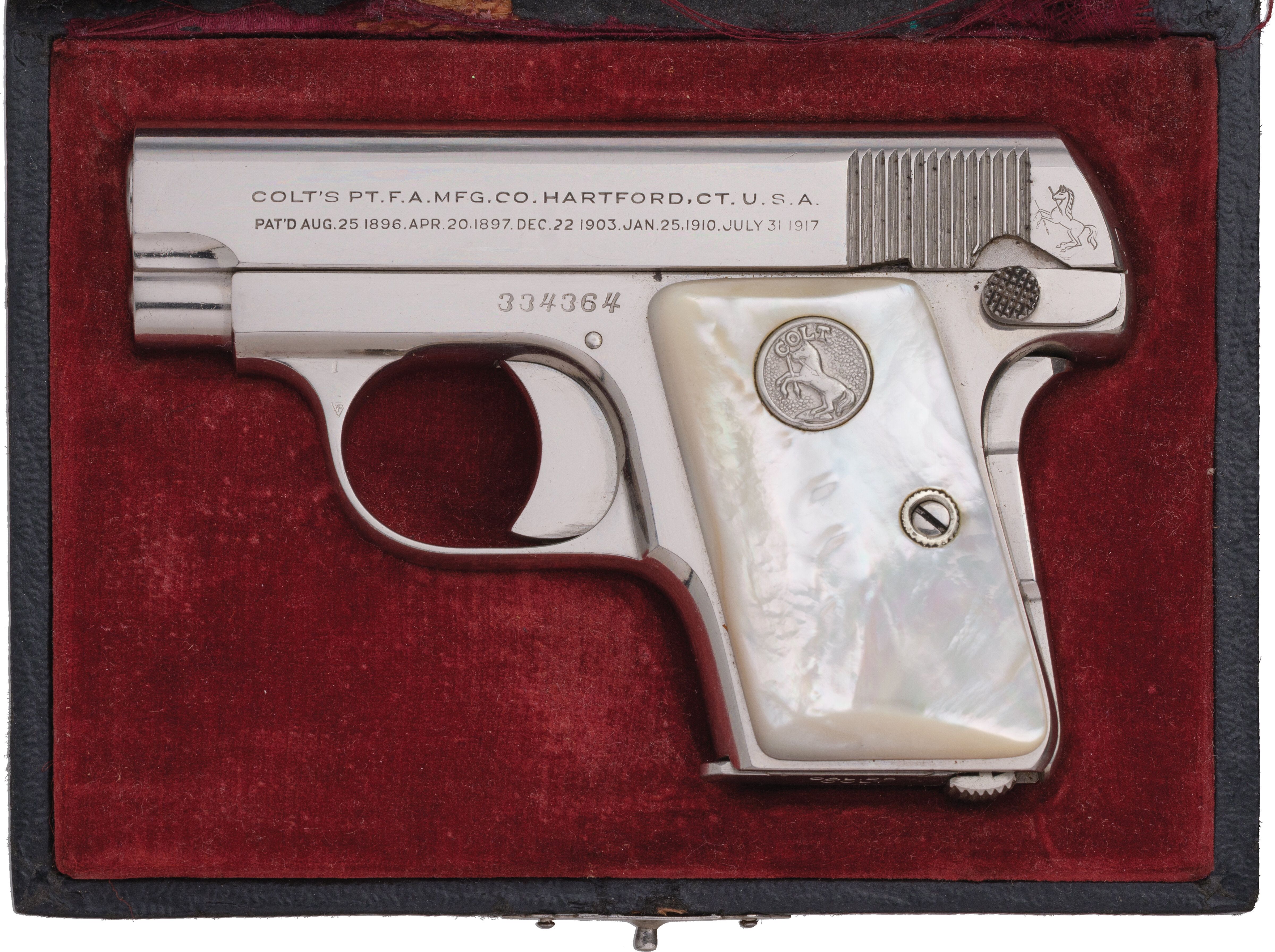 Cased Colt Model 1908 Vest Pocket Pistol with Pearl Grips | Rock