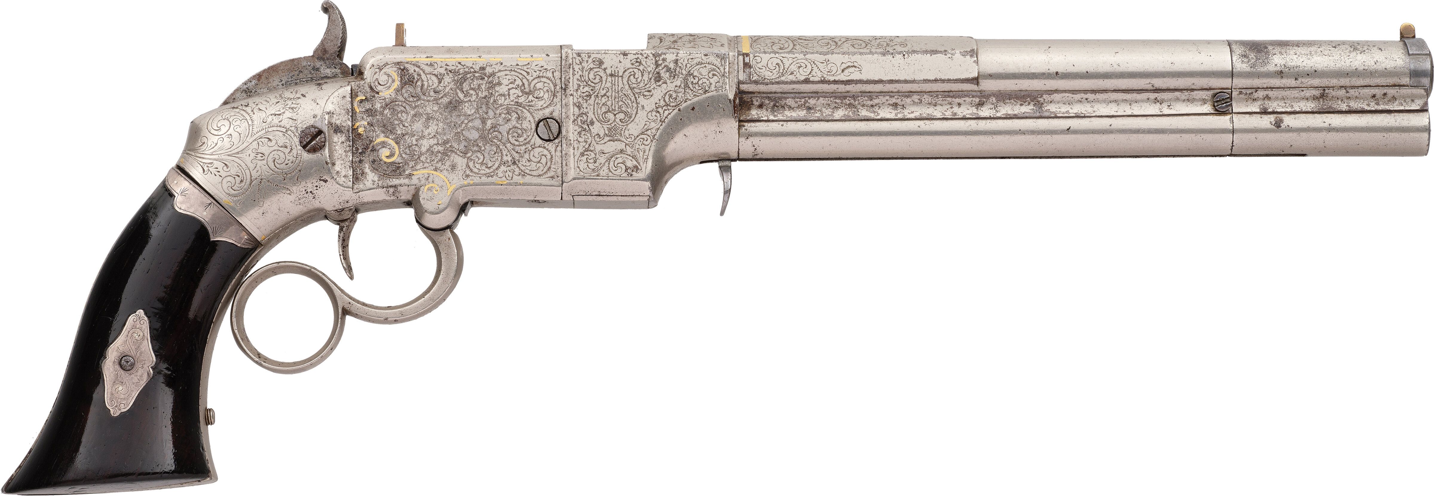 Silver-Plated, Gold Inlaid, Engraved S&W No. 2 Pistol | Rock