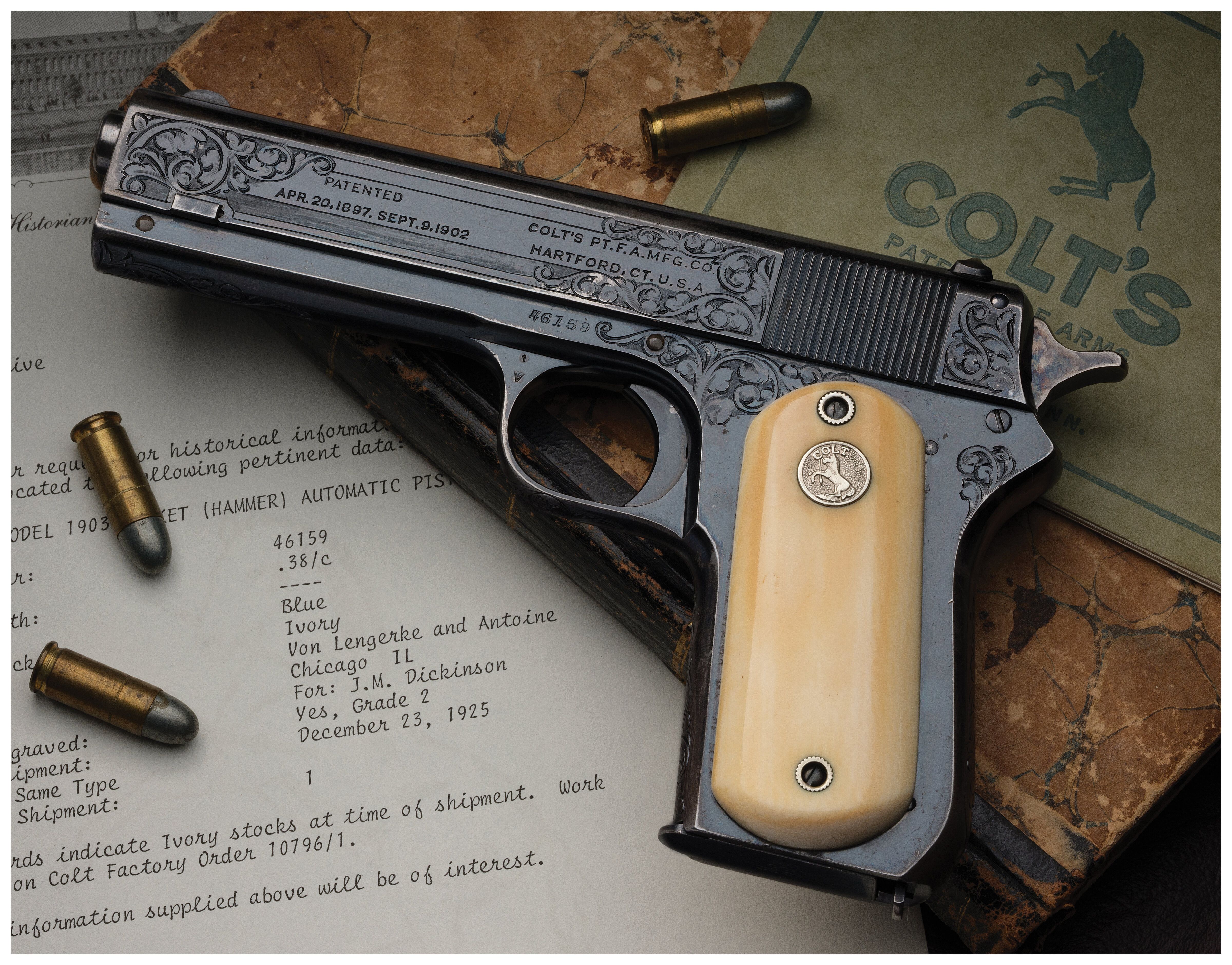 Factory Engraved Colt Model 1903 Pocket Hammer Pistol | Rock