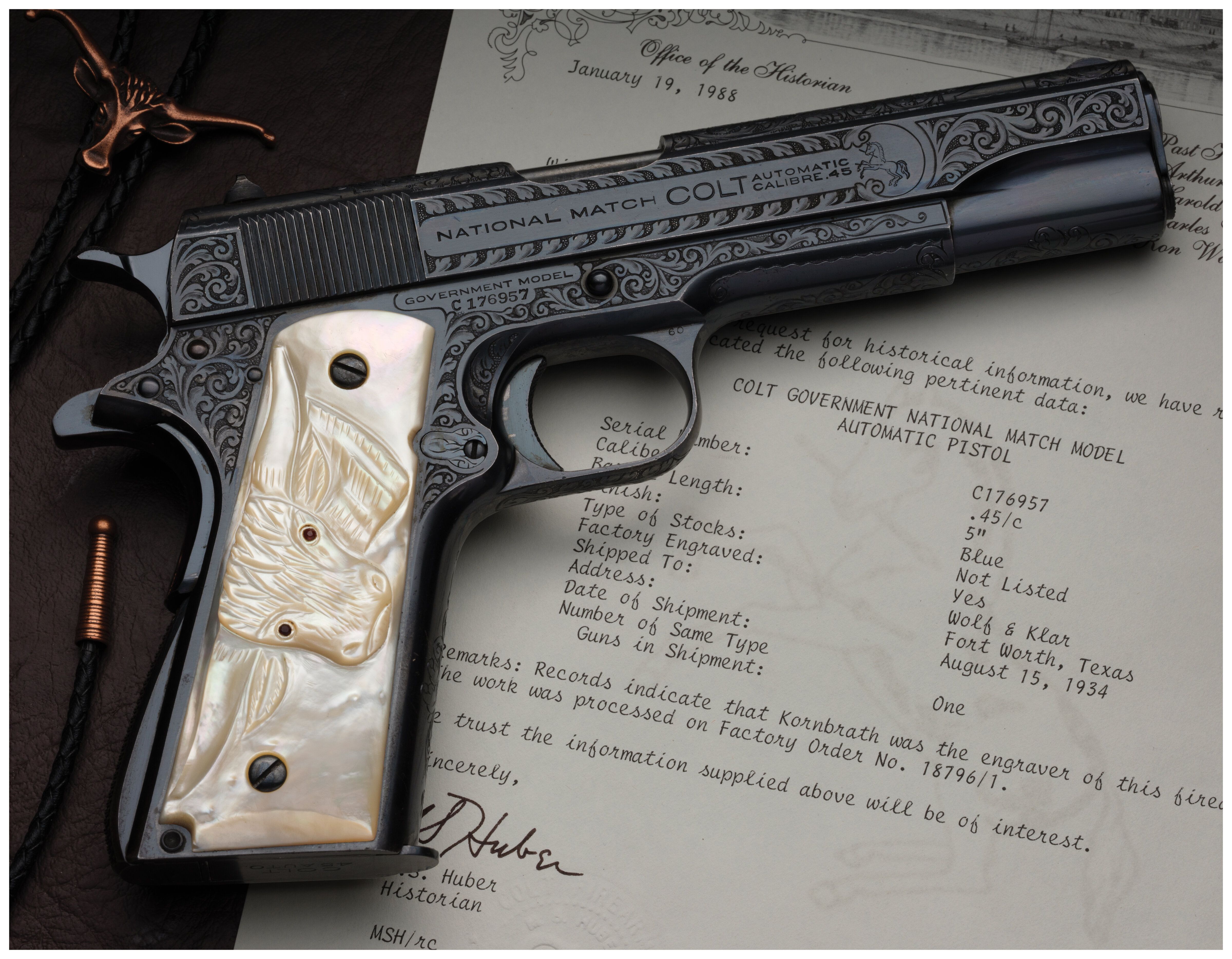 Kornbrath Factory Master Engraved Colt National Match Pistol