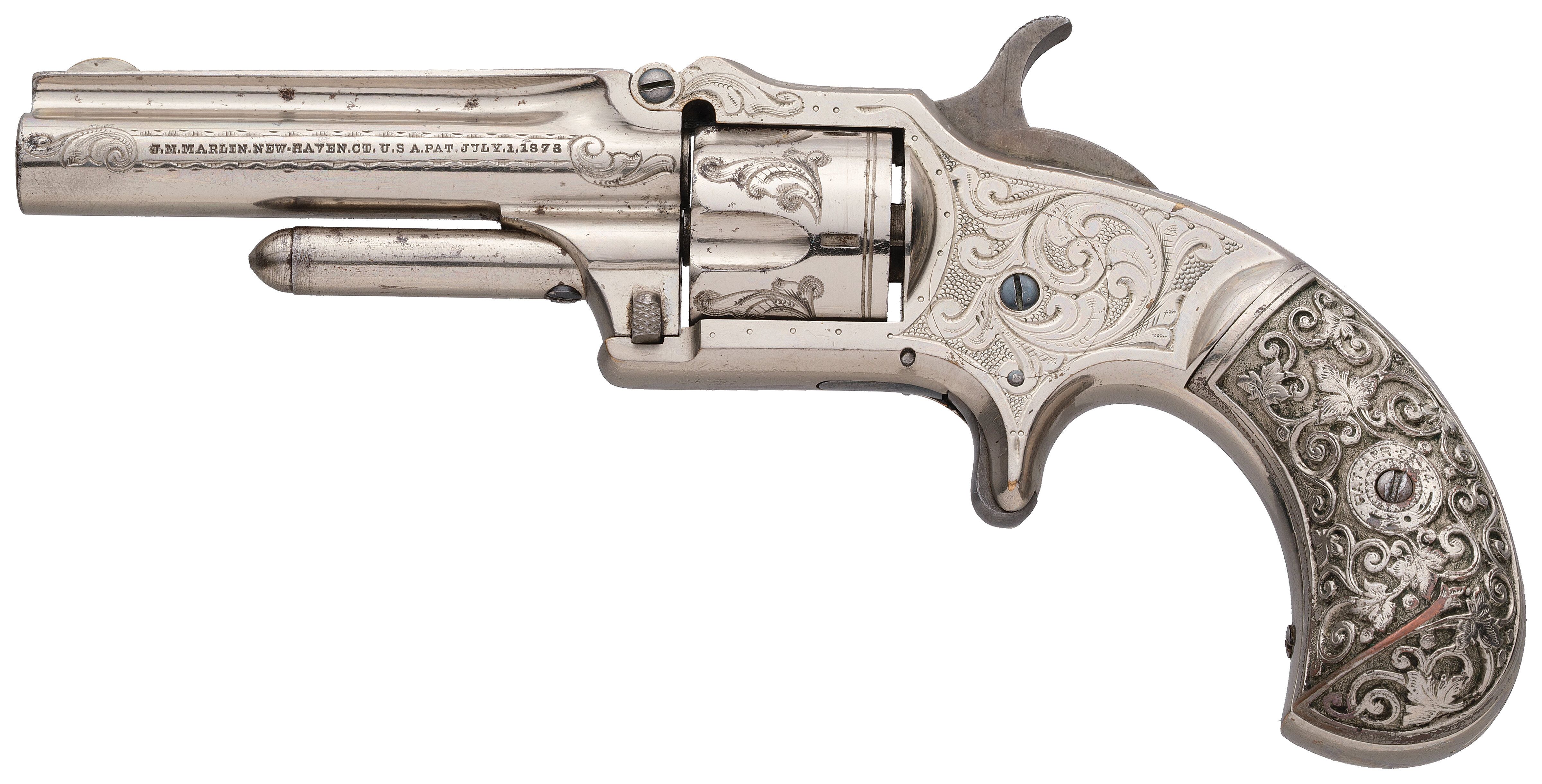Engraved Marlin No. 32 Standard 1875 Revolver with DeGress Grips