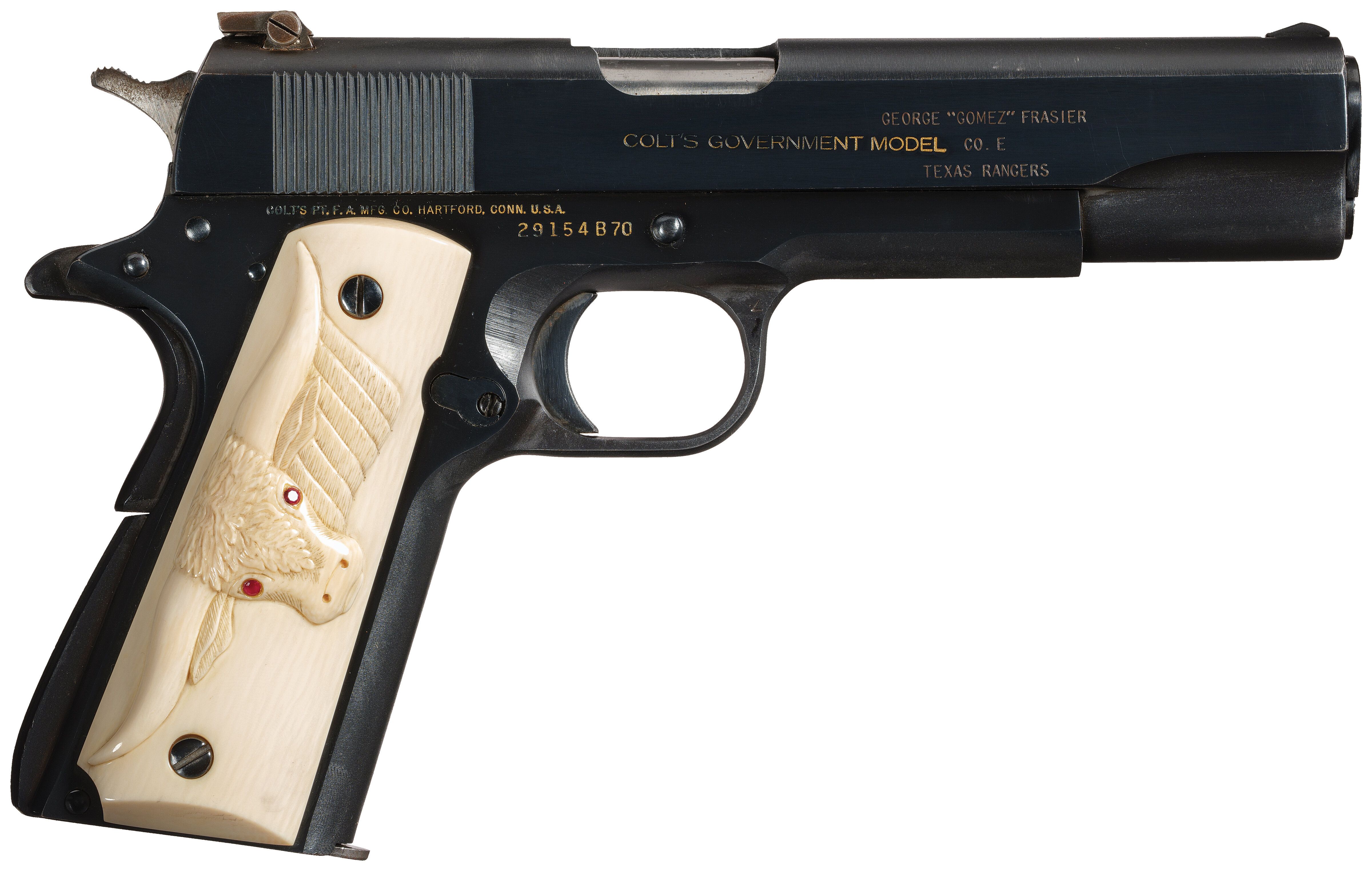 Texas Ranger Inscribed Colt Government Model Pistol | Rock Island