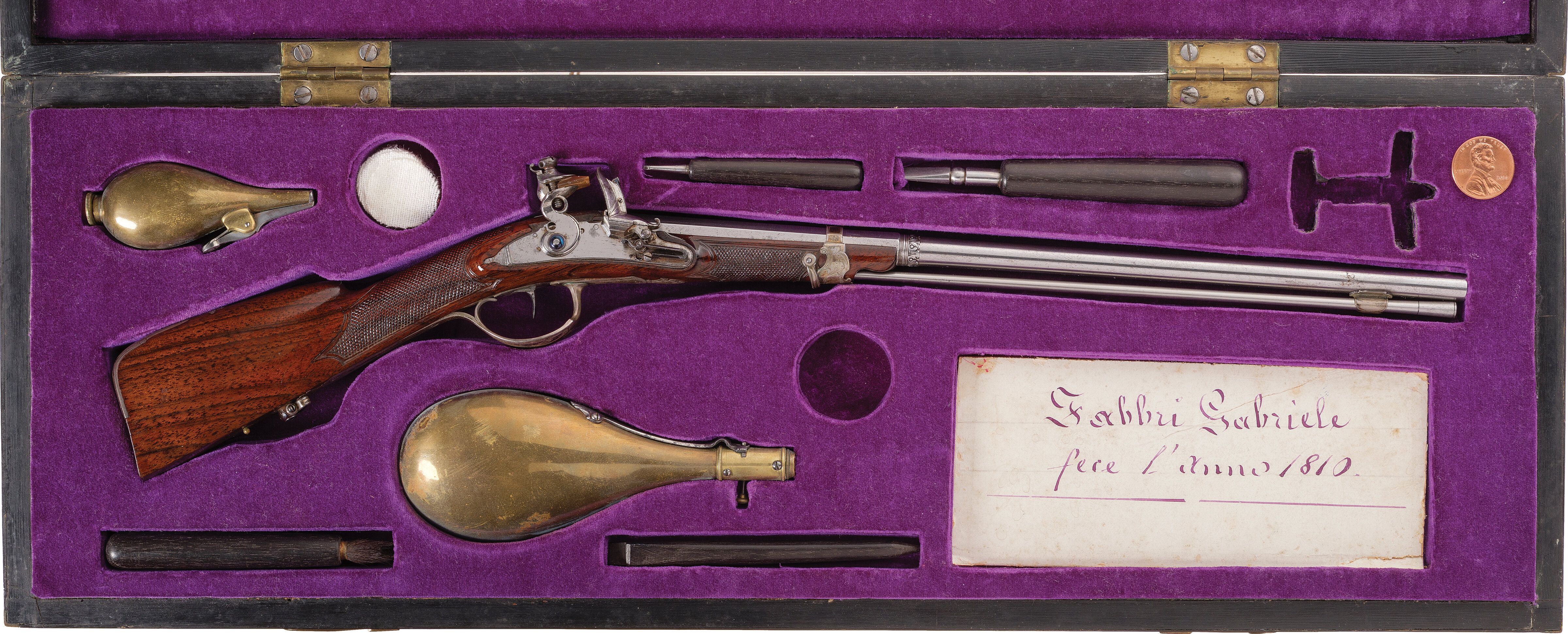 Fowler's Rocks Miniature Engraved and Silver Mounted Italian Flintlock Fowler | Rock ...