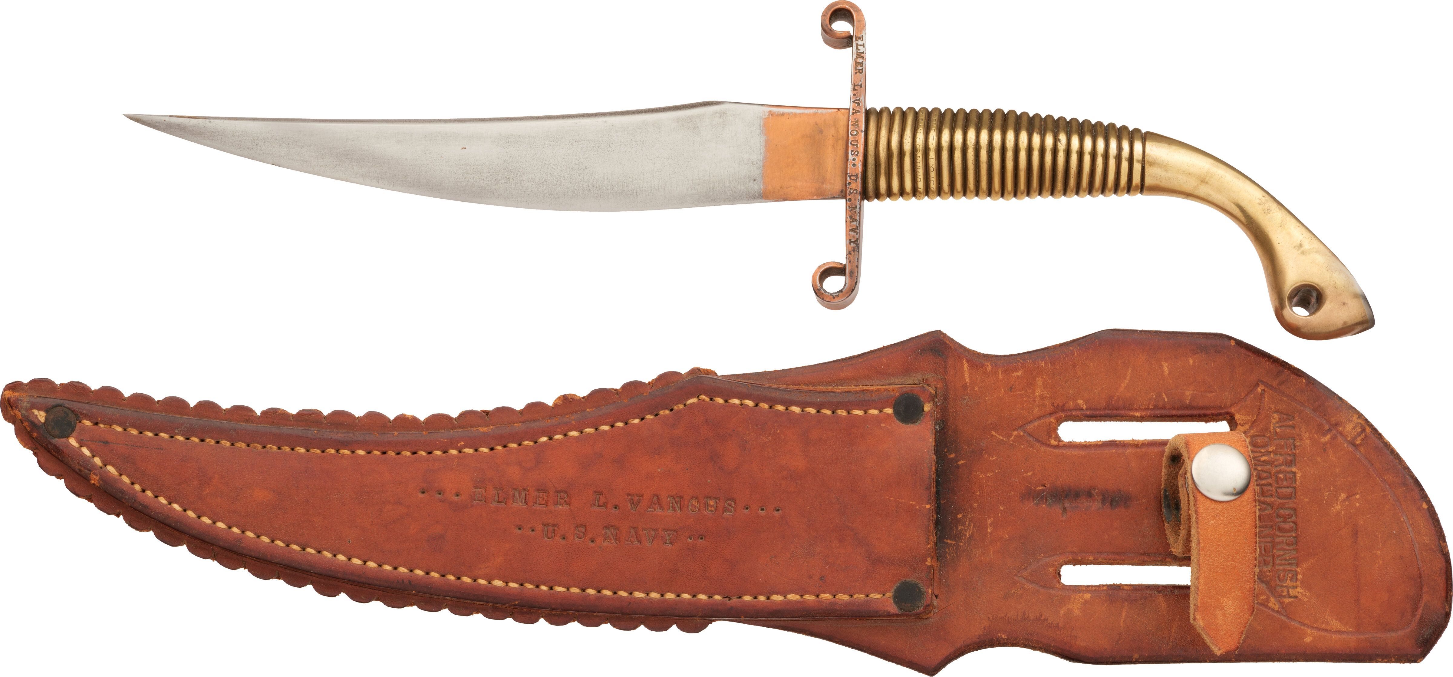 The Isle Rocks WWII Nichols Knife with Sheath, Personalized to a U.S. Sailor | Rock ...