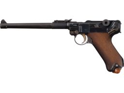 Shostle Engraved Erfurt Artillery Luger Pistol with Ivory Grips