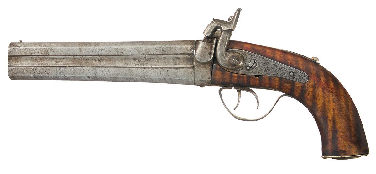Unmarked Superposed Barrel Over and Under Percussion Pistol | Rock ...