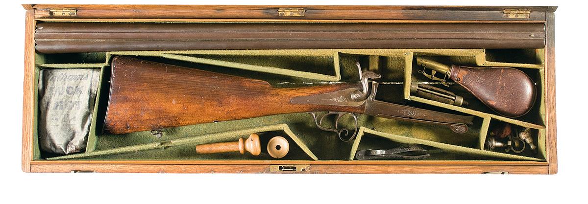 French Double Barrel Pinfire Shotgun In English Case Rock Island Auction 0372