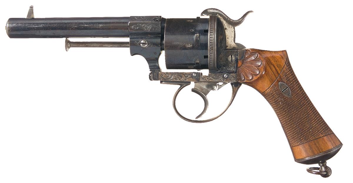 Excellent Engraved British Proofed European Pinfire Revolver Rock Island Auction 5266