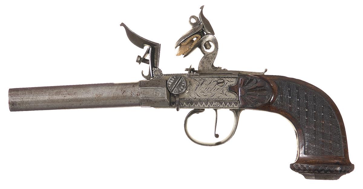 Michel Berleur Flintlock Double Barrel Pocket Pistol | Rock Island Auction