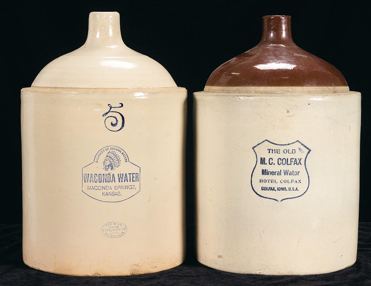 Lot of Two Five Gallon Mineral Water Stoneware Jugs Rock Island Auction